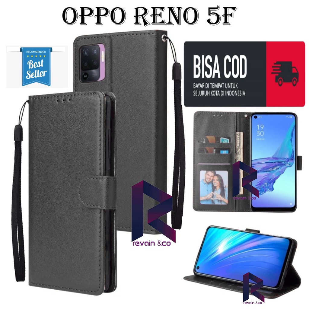 OPPO RENO 5F SARUNG KULIT FLIP WALLET LEATHER KULIT PREMIUM SARUNG BUKA TUTUP FLIP CASE OPPO RENO 5F