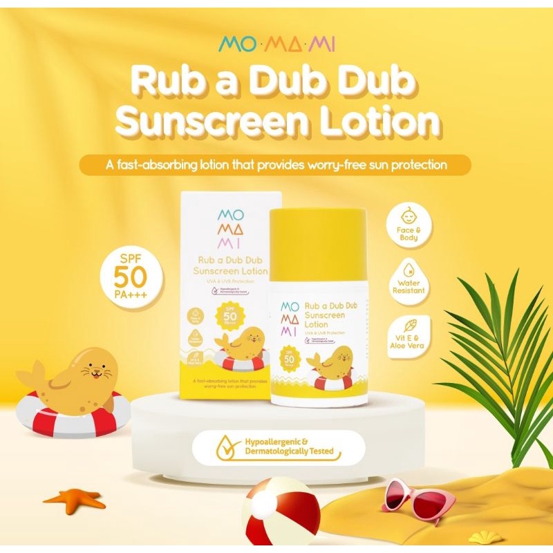 Momami Rub A Dub Dub Sunscreen Lotion SPF 50 Ukuran 50 ml - Tabir Surya Bayi &amp; Anak