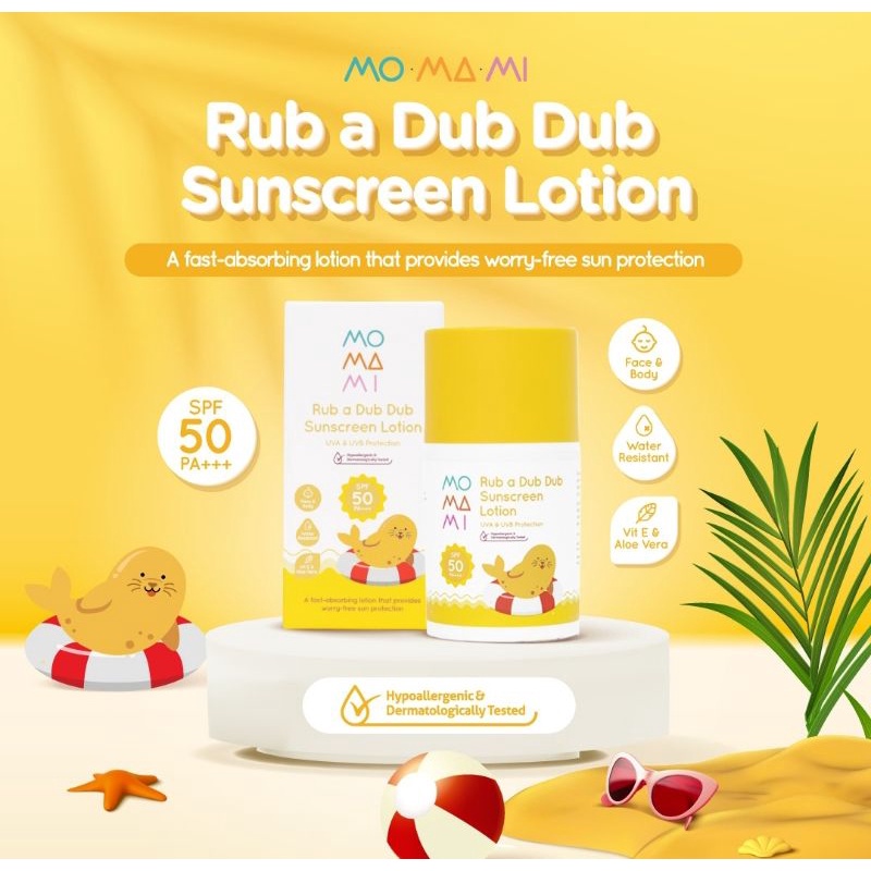 Momami Rub A Dub Dub Sunscreen Lotion SPF 50 Ukuran 50 ml - Tabir Surya Bayi &amp; Anak