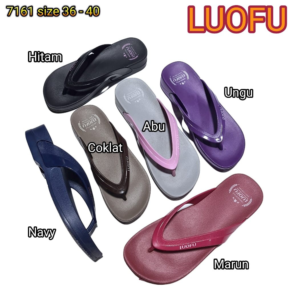 LUOFU ORIGINAL Jelly sandal karet empuk murah wanita jepit luofu sendal japit import 7161