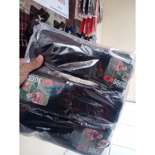 kaos kaki jempol muslim HITAM polos 1LUSIN / 12 pasang