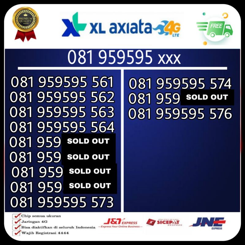 Nomor cantik XL axiata 0819 perdana nomer XL cantik triple ababab super rapih