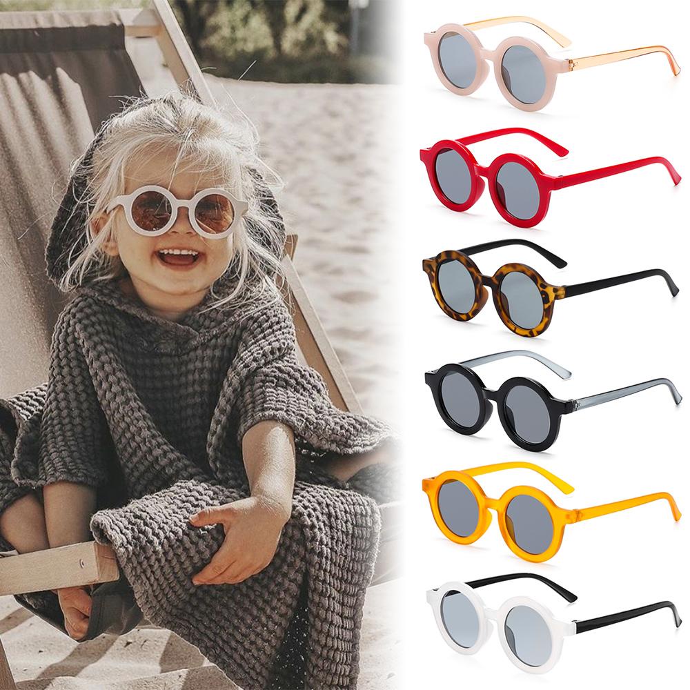 Lily Kids SunGlasses Retro Round Frame SunGlasses Kacamata Perlindungan Pantai