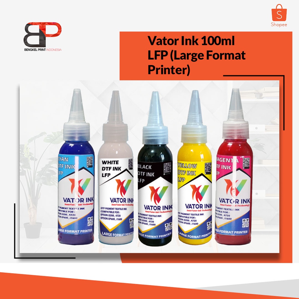 Tinta Vator DTF LFP Large Format Printer CMYK 100ml