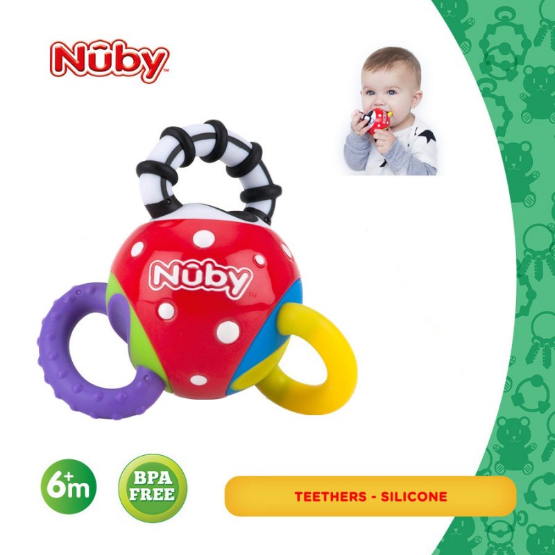 Nuby Twista Ball Teether &amp; Rattle Bayi Mainan Sensori Anak