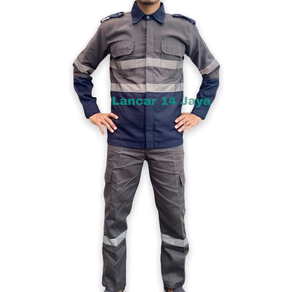 Setelan Kemeja panjang kombinasi Baju Safety Lengan Panjang Katelpak Wearpack Atasan Safety Kombinasi 2 Warna Kemeja two tone Wearpack Safety Baju Kerja Lengan Panjang Kombinasi Katelpak Kombinasi Kemeja 2 tone