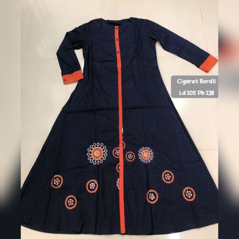 Gamis Inayah / Gamis Dannis Katun / Gamis Katun Cigaret Bordir Busui