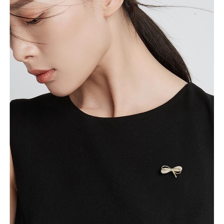 Bros Pin Bentuk Pita Anti Silau Untuk Aksesoris Pakaian Wanita