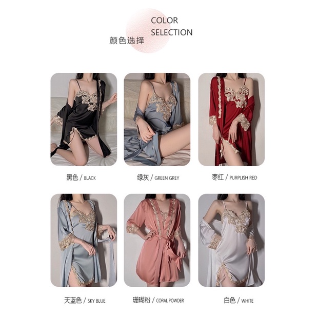 Lingerie Kimono Dress Sexy/ Baju Tidur Sexy Wanita / Baju Sexy Silk Satin Lingerie Kimono / Seserahan 146