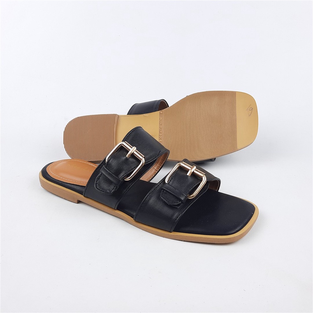 Sandal Flat Wanita Double Buckle Alea kae Marishcka 35-41