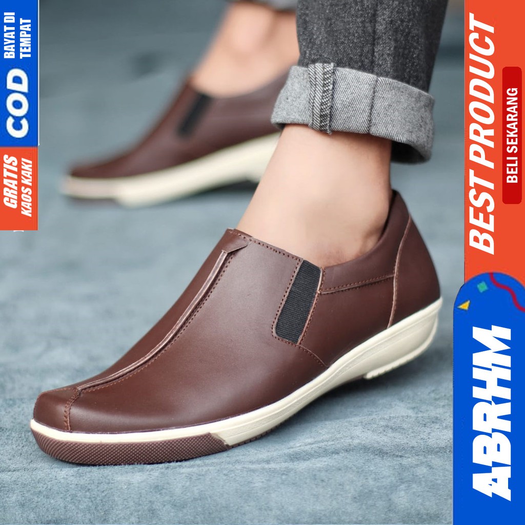 ABRHM x SANPLAT Sepatu Formal Pria Kulit Asli Sepatu Kerja Kantor Pantofel Cowok / Cowo Anti Slip Ori Sepatu Casual Kasual Pria Men Lokal Ori Original Footwear