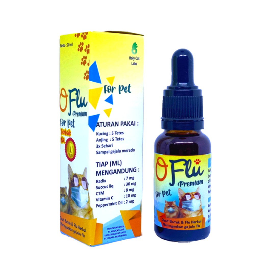 Obat Batuk Herbal OFLU Premium Obat Flu Tetes untuk Kucing dan Anjing 20ml