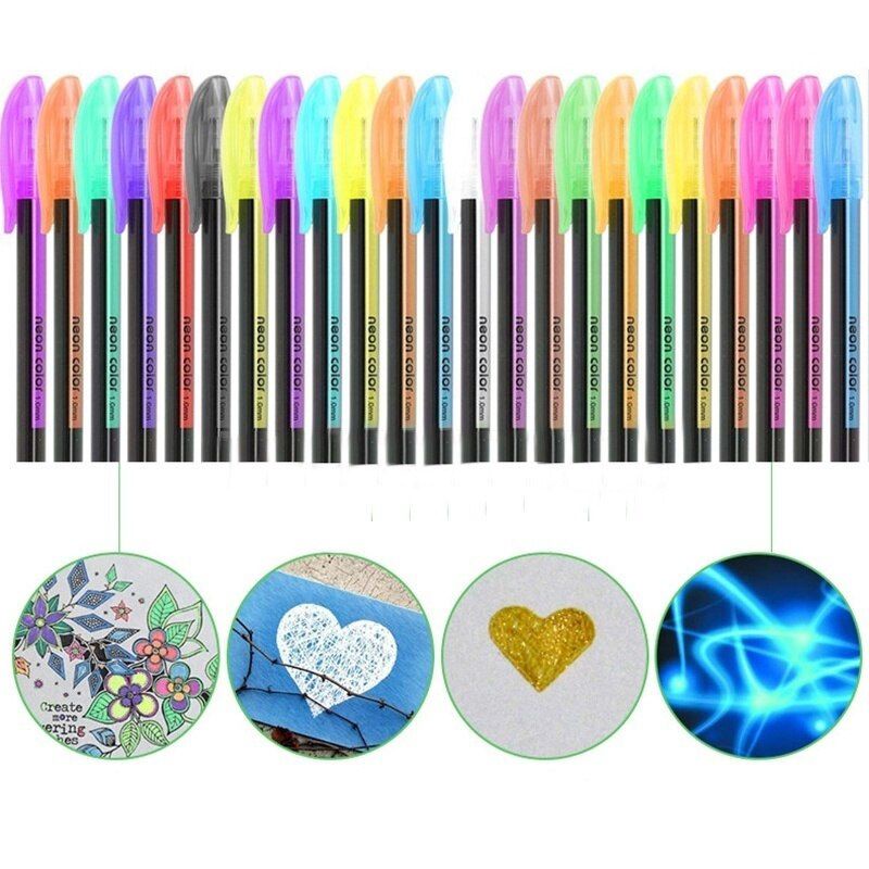 Gel Pen Glitter Warna Warni neon color  MH1508