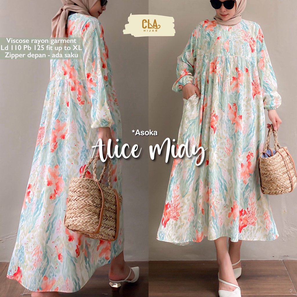 ALICE MIDY PAKAIAN DRESS MIDI BY CLA BAHAN VISCOSE RAYON
