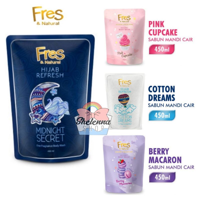 Sabun Mandi bodywash Fres &amp; Natural Pouch 450ml