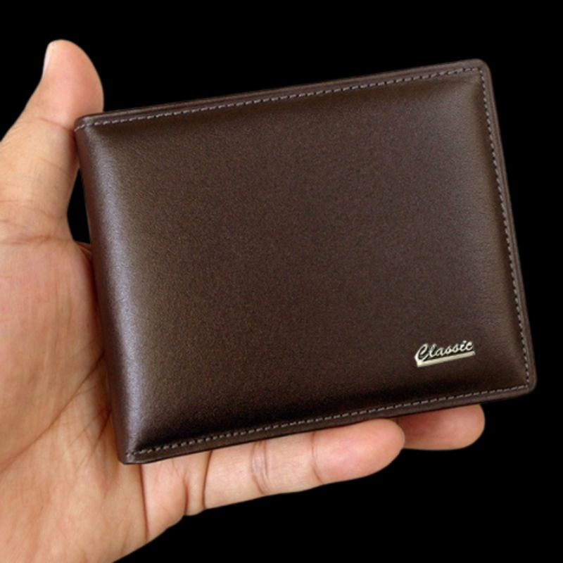 SERBA 10.000!! Dompet Pria Retro 88C09 + BOX Dompet Kulit Sintetis Lipat Dua Multicard Stylish-CLASSIC Coklat