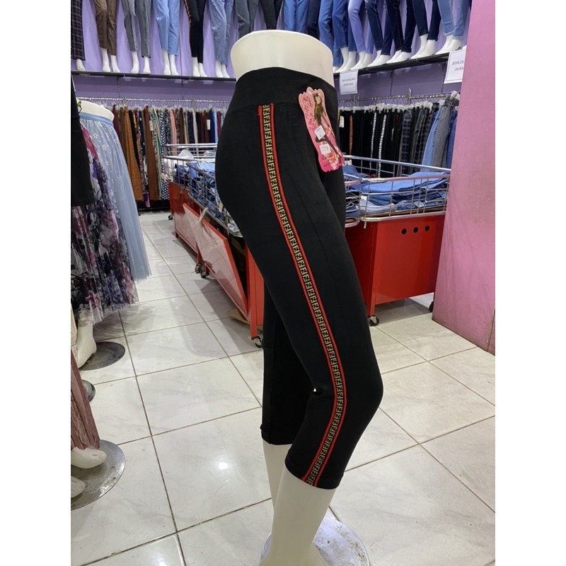 Leging List Import 7/8 Legging Pendek Senam Sport ALL SIZE