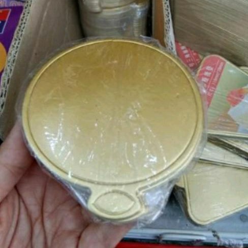 Pad paper tray 10 pcs kertas alas saji cake warna emas gold/Lemek Kue