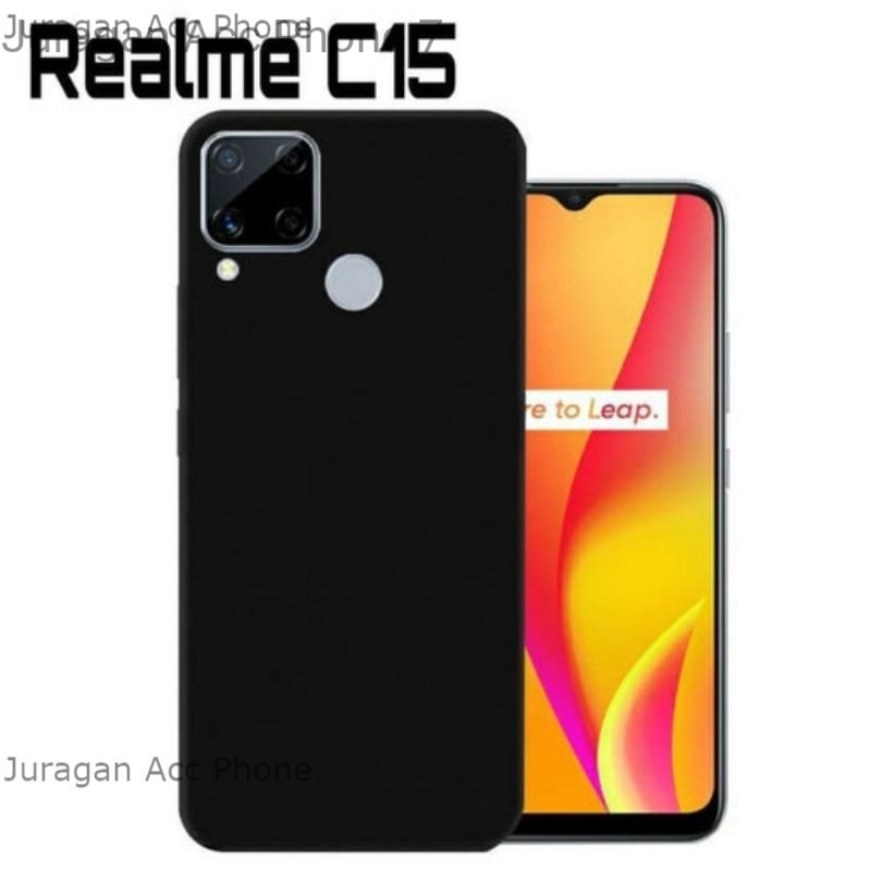 Soft Case Blackmatte Realme C15 Casing Silikon  Black Matte Hitam Polos Realme C15 Original