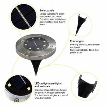 Lampu Tanam LED Solar Outdoor 8 LED Waterproof / Lampu Tanam Led Solar Tahan Air / Lampu Led Energi Solar Lampu Taman Outdoor Waterproof / Lampu Hias Taman Lampu Outdoor Terbaru / Lampu Tanpa Listrik Di Malam Hari  Tahan Lama / Penghias Taman Lampu Tanam