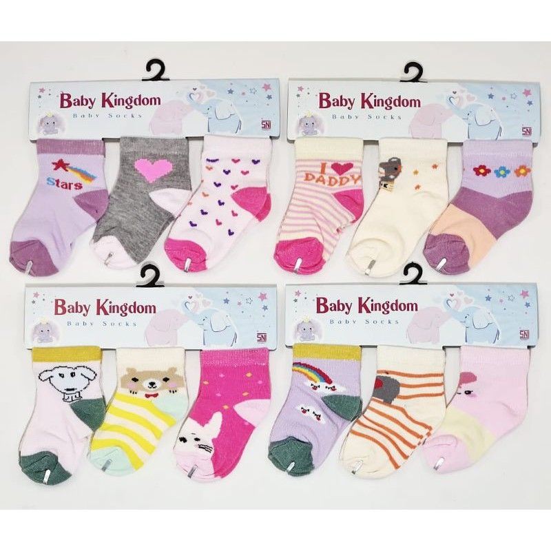 Kaos kaki winteku/flower/evc/baby kingdom 3in1 0-6 bulan