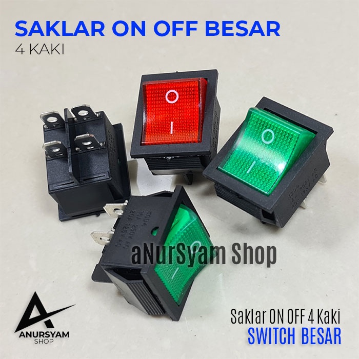 Jual Saklar On Off Switch Besar 4 pin Merah Hijau Indonesia|Shopee ...