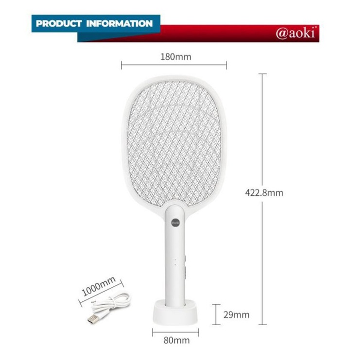 Raket Nyamuk Insect Killer 2 in 1 Canggih Efektif Aoki 893S