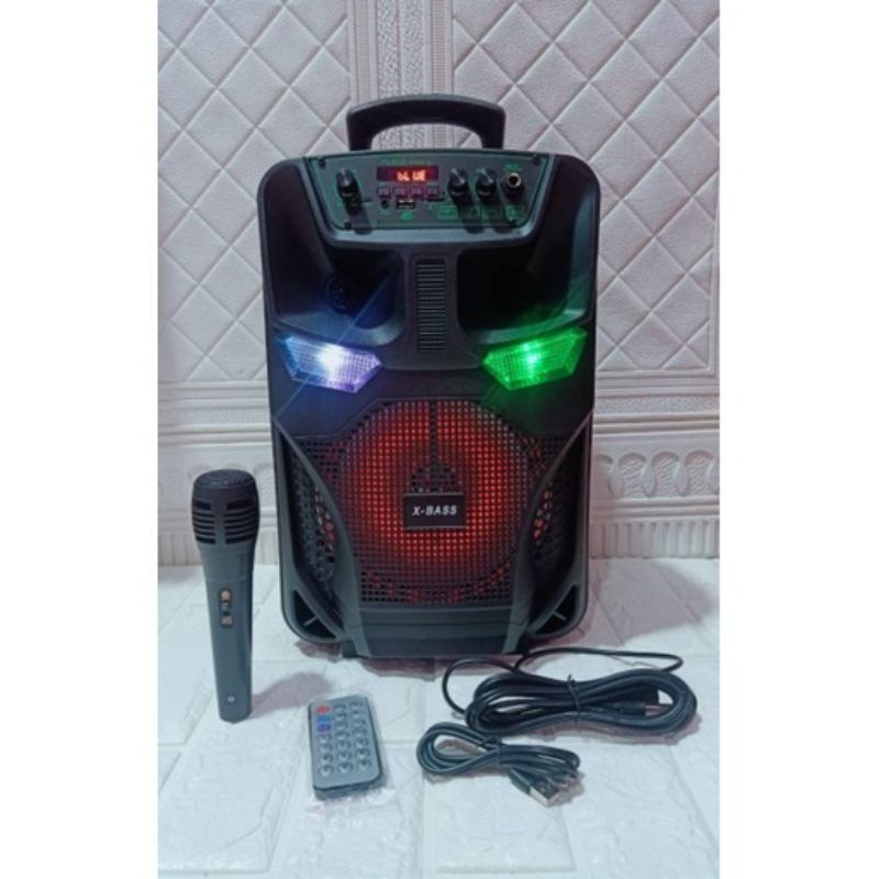 COD SPEAKER BLUETOOTH KARAOKE 8'5 INCH F-8803 PLUS MIC KARAOKE X-BASS//SALON AKTIF FLECO F-8803//SPEAKER KARAOKE