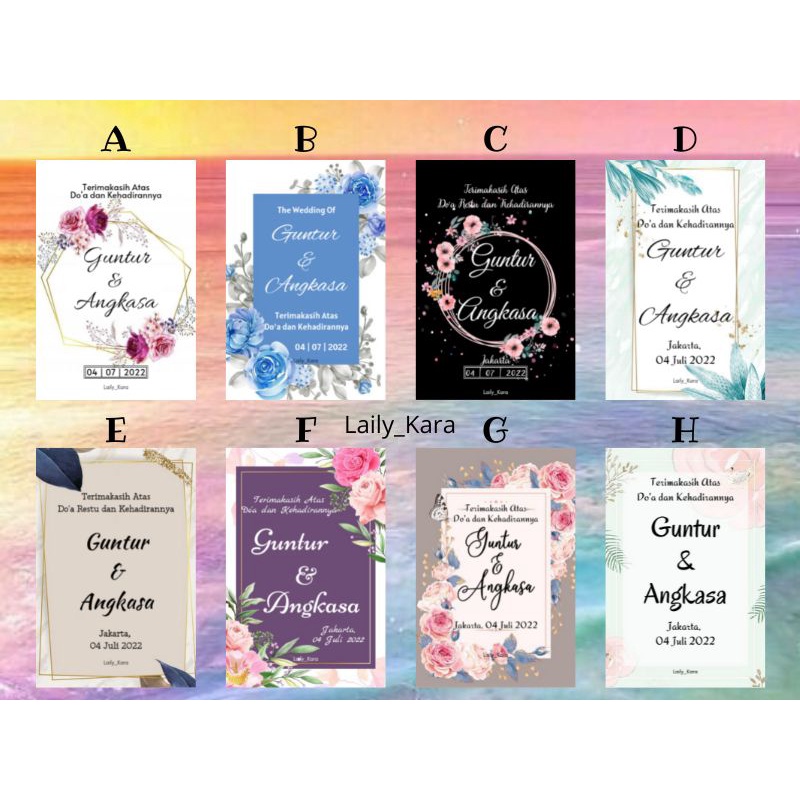 CETAK THANK YOU CARD/WEDDING CARD/KARTU UCAPAN/SOUVENIR CARD/VOUCHER MAKANAN/VOUCHER BINGKISAN/KARTU