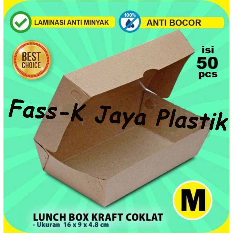 

Lunch Box Size M coklat @50pcs / Kotak Makan Kertas Brown / Paper Box Makanan Dus Kraft Craft