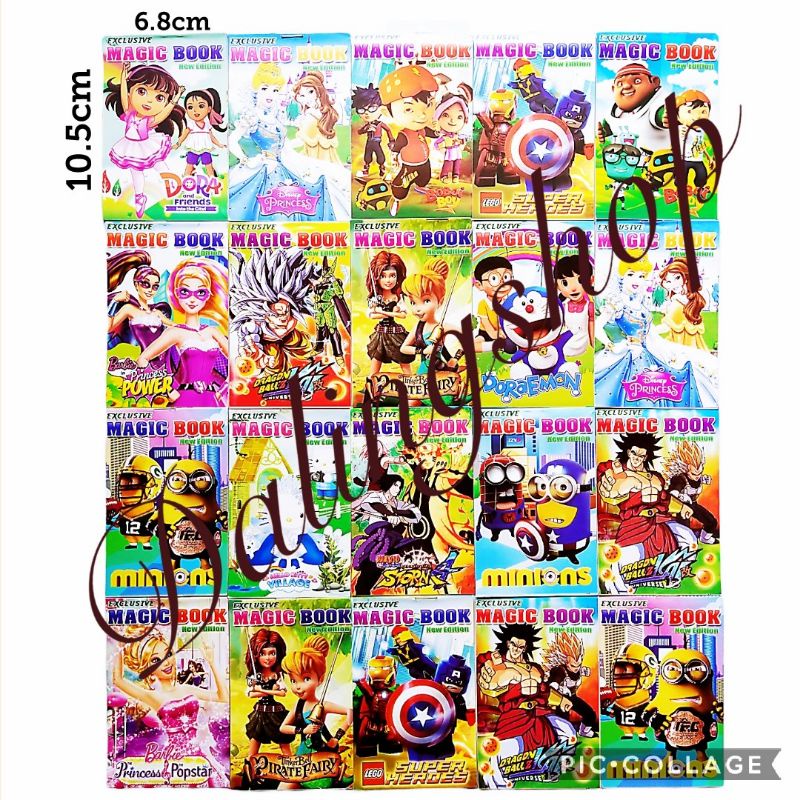 Dalingshop Mainan Jadul Magic Book / Buku Ajaib Gosok Koin Muncul Gambar  Mainan Gosok Gambar / Mini