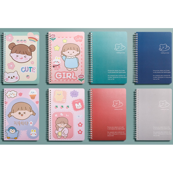 

KABA Bear Notebook Spiral B5 Buku tulis spiral Garis Motif lucu Aesthetic