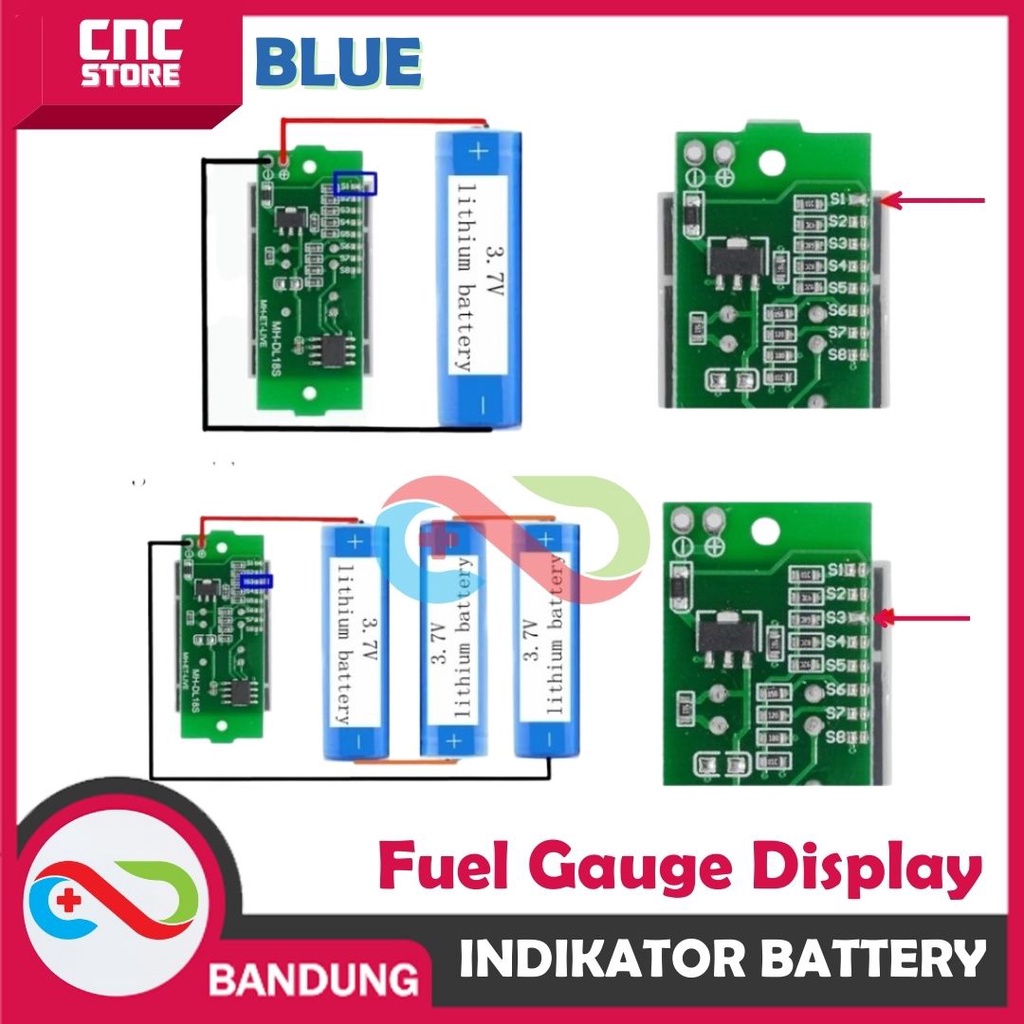 LITHIUM BATTERY FUEL GAUGE DISPLAY MODULE 1/2/3/4/6/7/8S BLUE