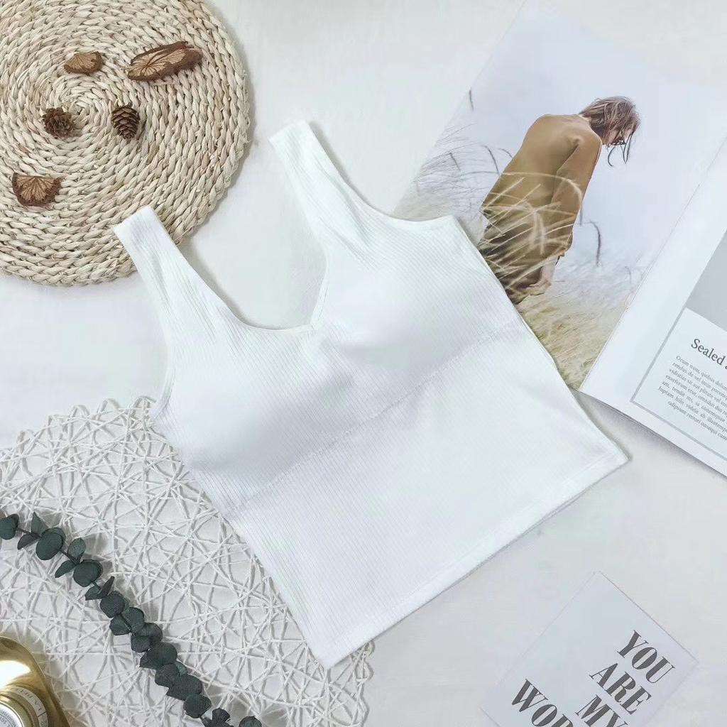 Tank Top Bra Polos Import Korean tanktop Wanita Tengtop-Putih