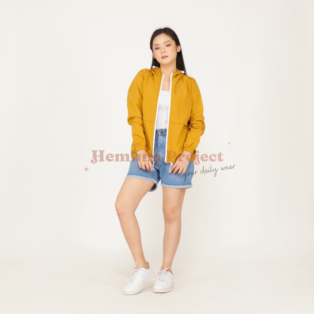 Elmyra Dust Yellow - Jaket Parasut Hoodie Wanita