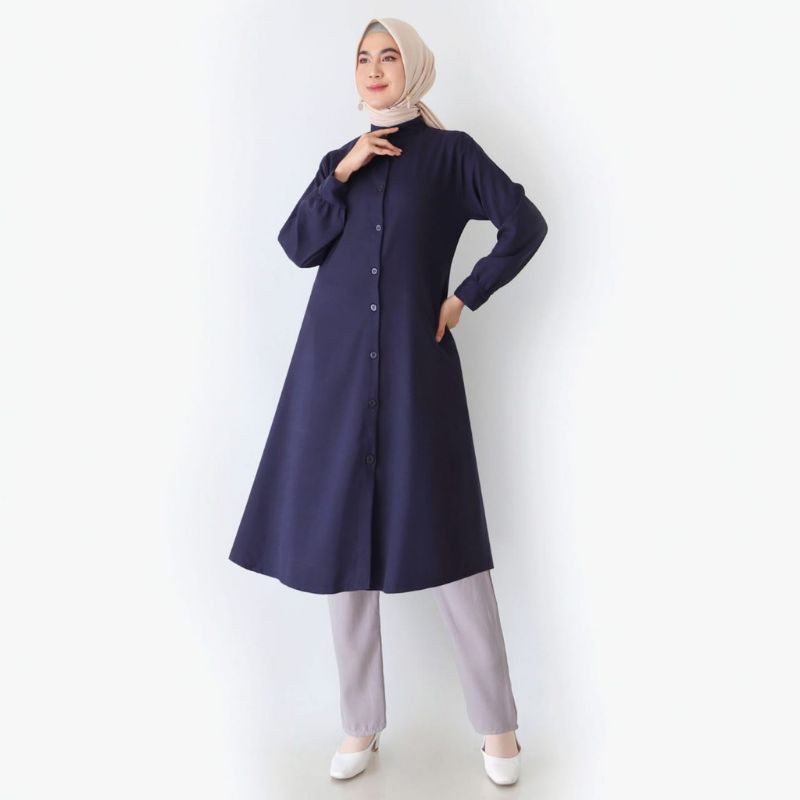 KEMEJA TUNIK WANITA POLOS REAL PICT ( BAHAN KATUN SYAKILA )