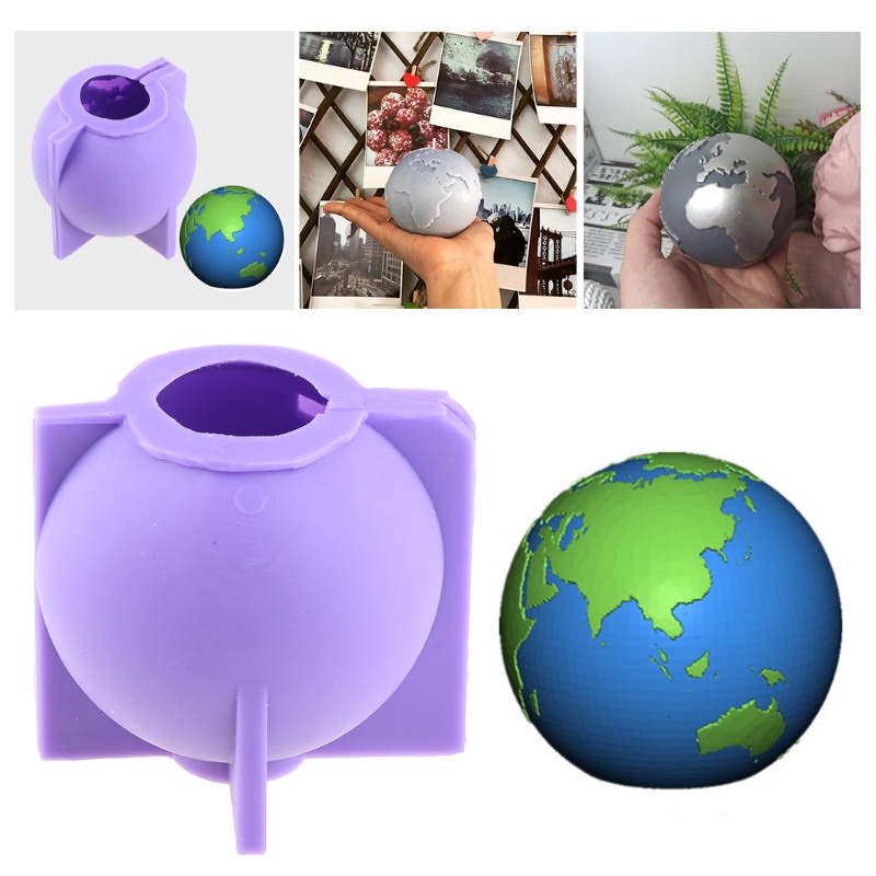 SIY  3D Globe Epoxy Resin Mold Candle Plaster Silicone Mould DIY Crafts Desktop Ornaments Casting Tools