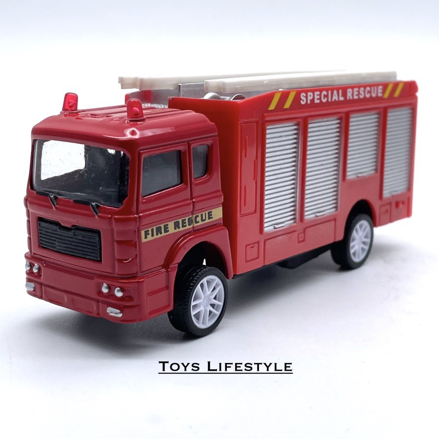 Mainan Mobil Truk / Truck Fire Rescue Skala 1:72 Pullback