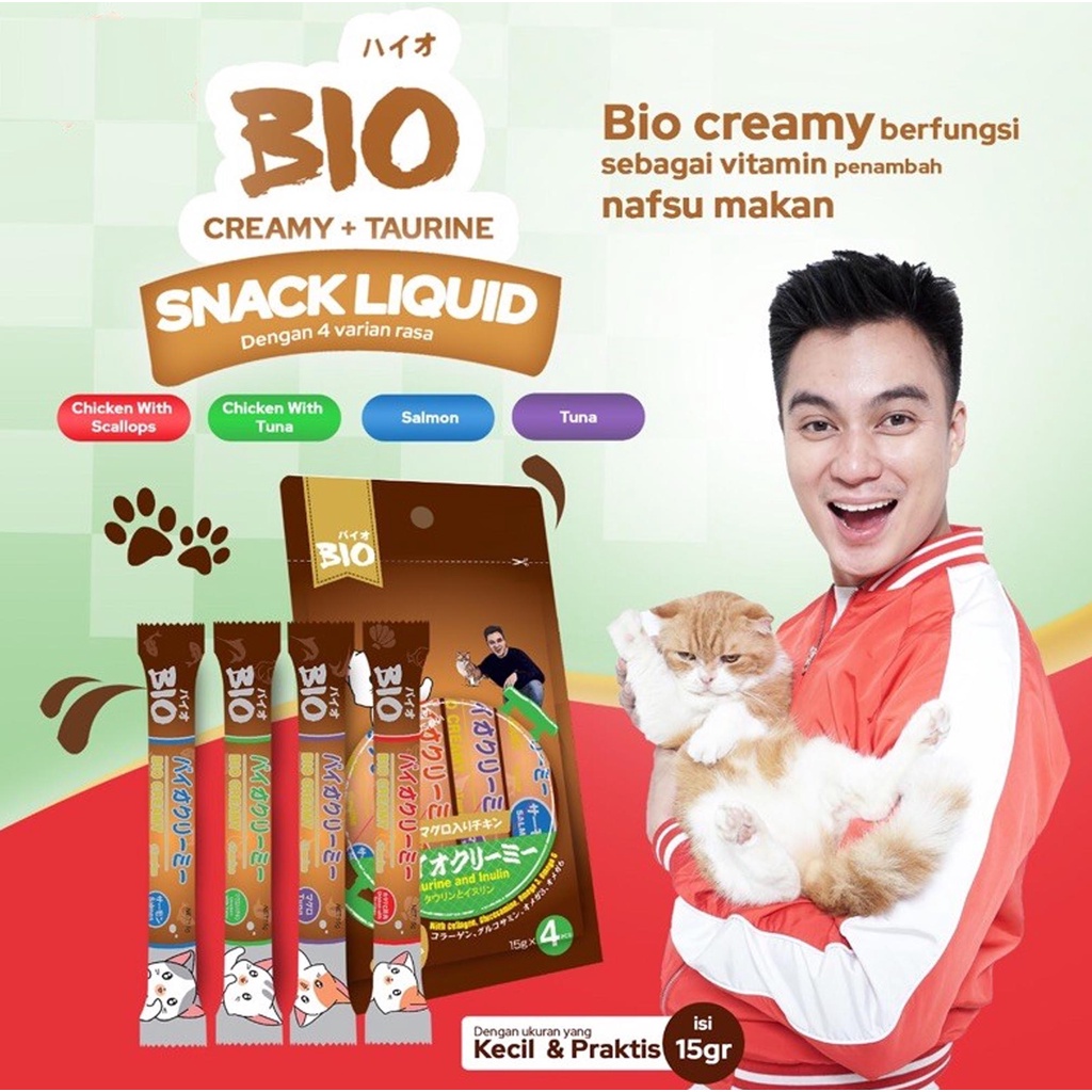 BIO CREAMY EXPIRED 2024 CAT TREAT SNACK CEMILAN KUCING BASAH 4 Pcs x 15 gr Meo Me-o Lifecat MEO CREAMY BioCreamy