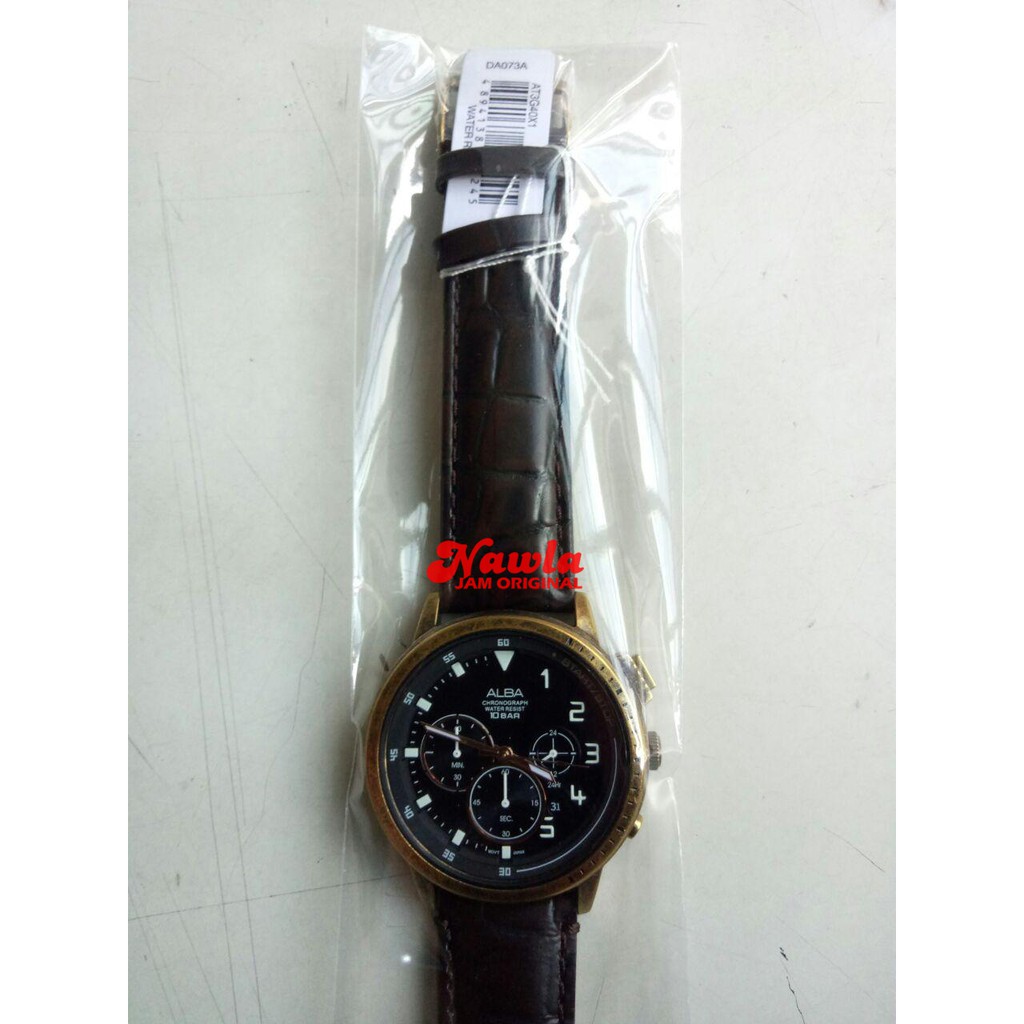 Alba Quartz AT3G40X1 Chronograph Brown Leather - Jam Tangan Pria AT3G40