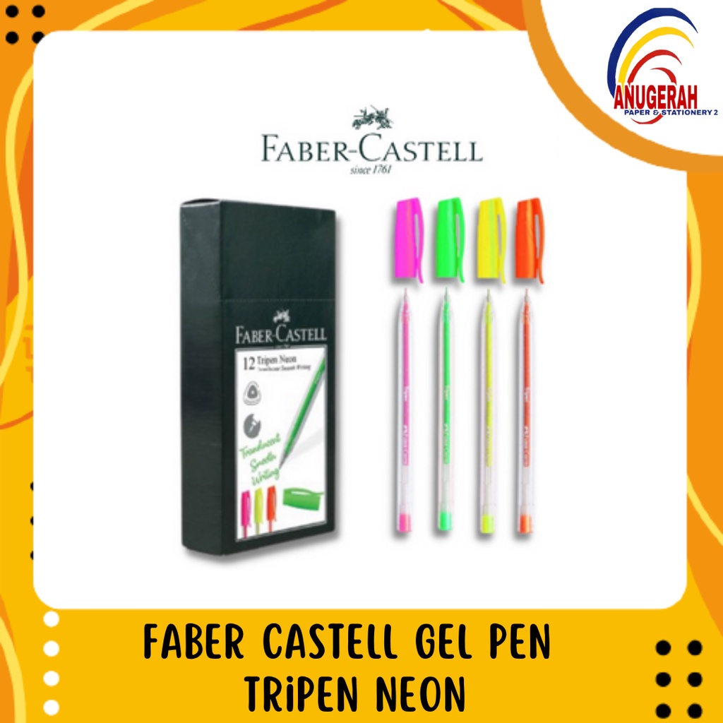 

Faber Castell Gel Pen Tripen Neon Kuning 547407 / Orange 547415 / Pink 547428 / Hijau 547463 (PCS)