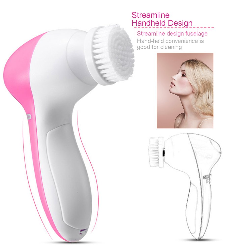 Biutte.co Pembersih Muka Elektrik Alat Facial pembersih muka Sikat Muka 5 in 1 Facial Cleansing Brush Spin Brush For Face Electric Face Pore Cleaner Washer Facial Skin Care Massager Skin Beauty Multifunctional 5 in 1 Electric Facial Cleansing Instrument