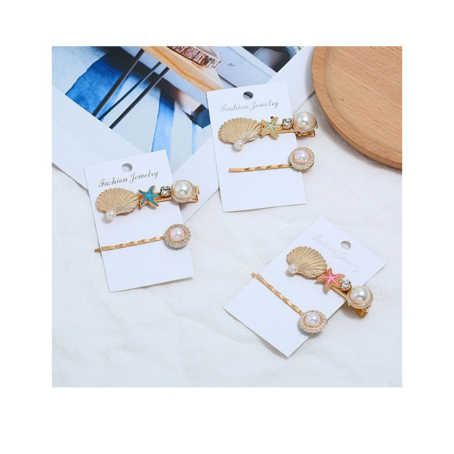 LRC Jepit Rambut Fashion Sea Shell Two-piece Hair Clip A5807X
