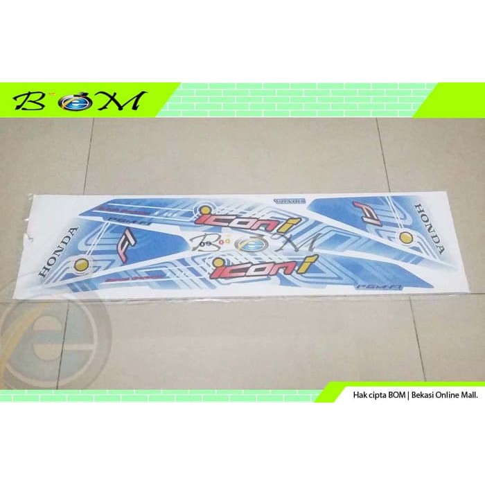 Striping Stiker Honda beat icon i iconi karbu FI 2013 2014 putih biru