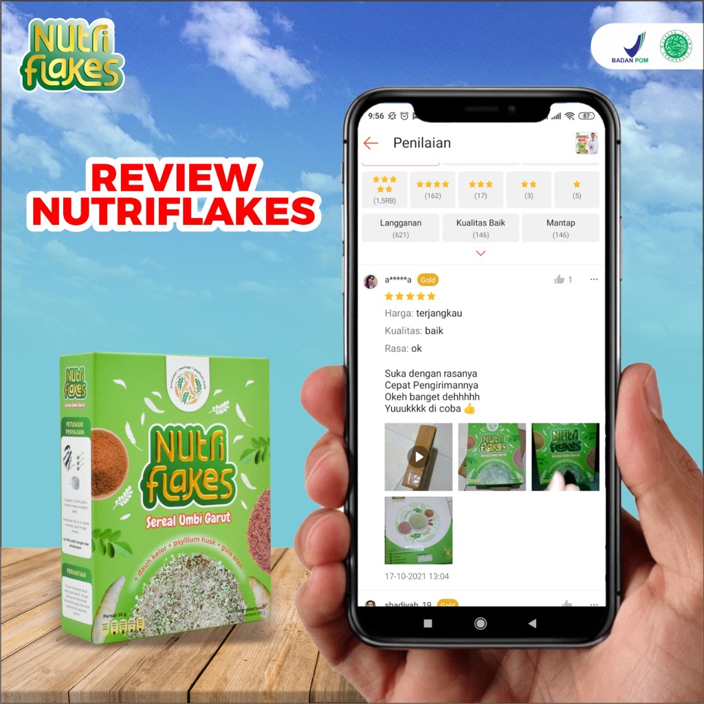 Nutriflakes - Original Minuman Umbi Garut Solusi Atasi Asam Lambung Maag Kronis Gerd Suplemen Makanan Diet Isi 280gr