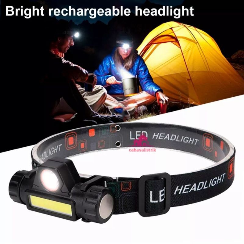 Senter Kepala LED Cas XPE Super Terang Murah Headlamp COB Senter Wajib Punya