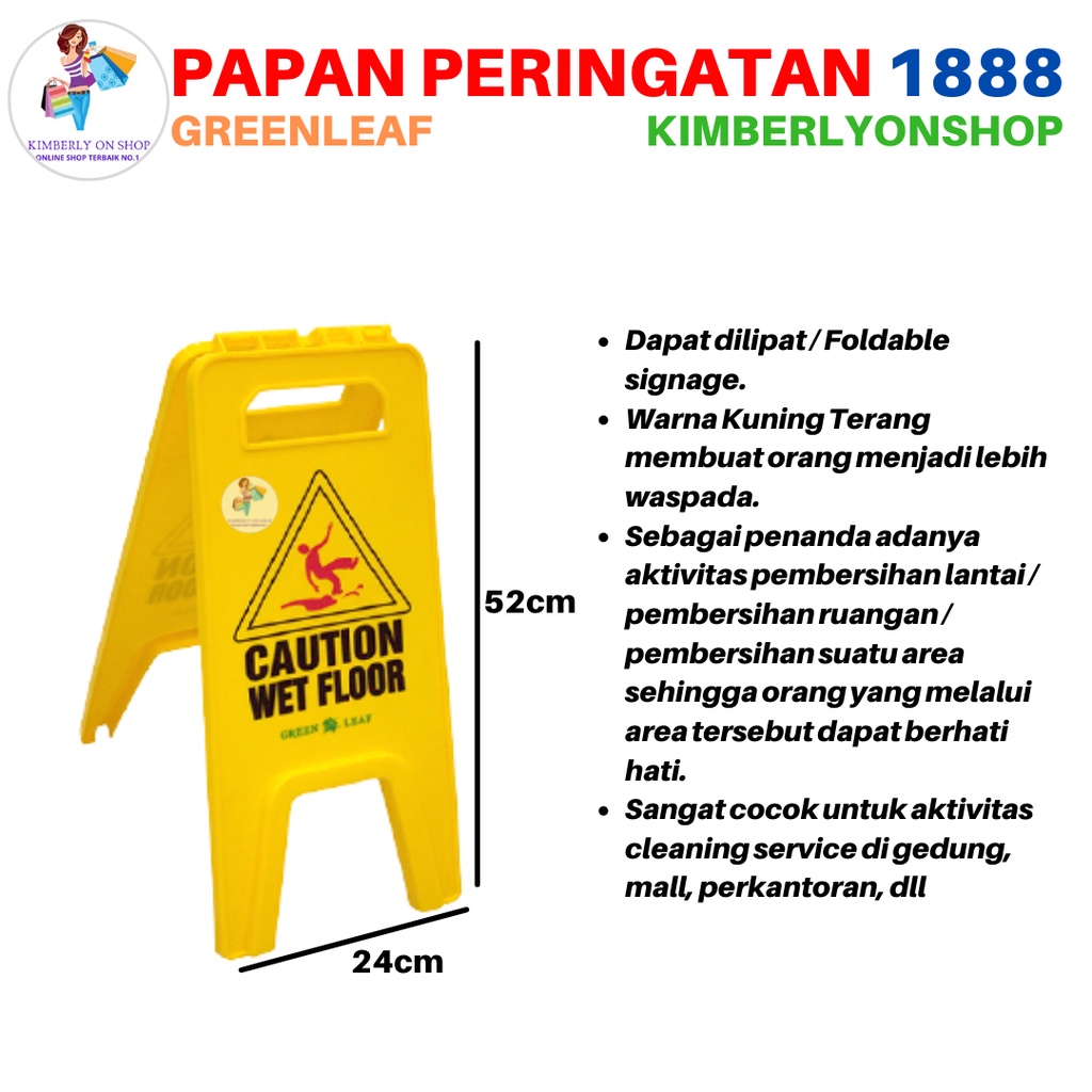 Sign Floor Papan Peringatan Lantai Basah 1888 Green Leaf