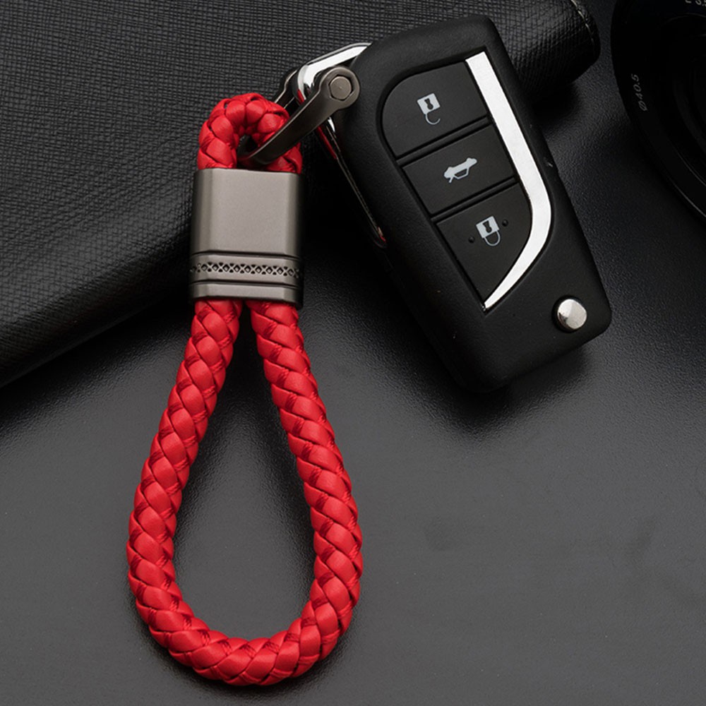 1 PCS Modern Kulit Weave Kait Tali Mobil Remote Pendek Keychain Keyrings Keychain Buatan Tangan