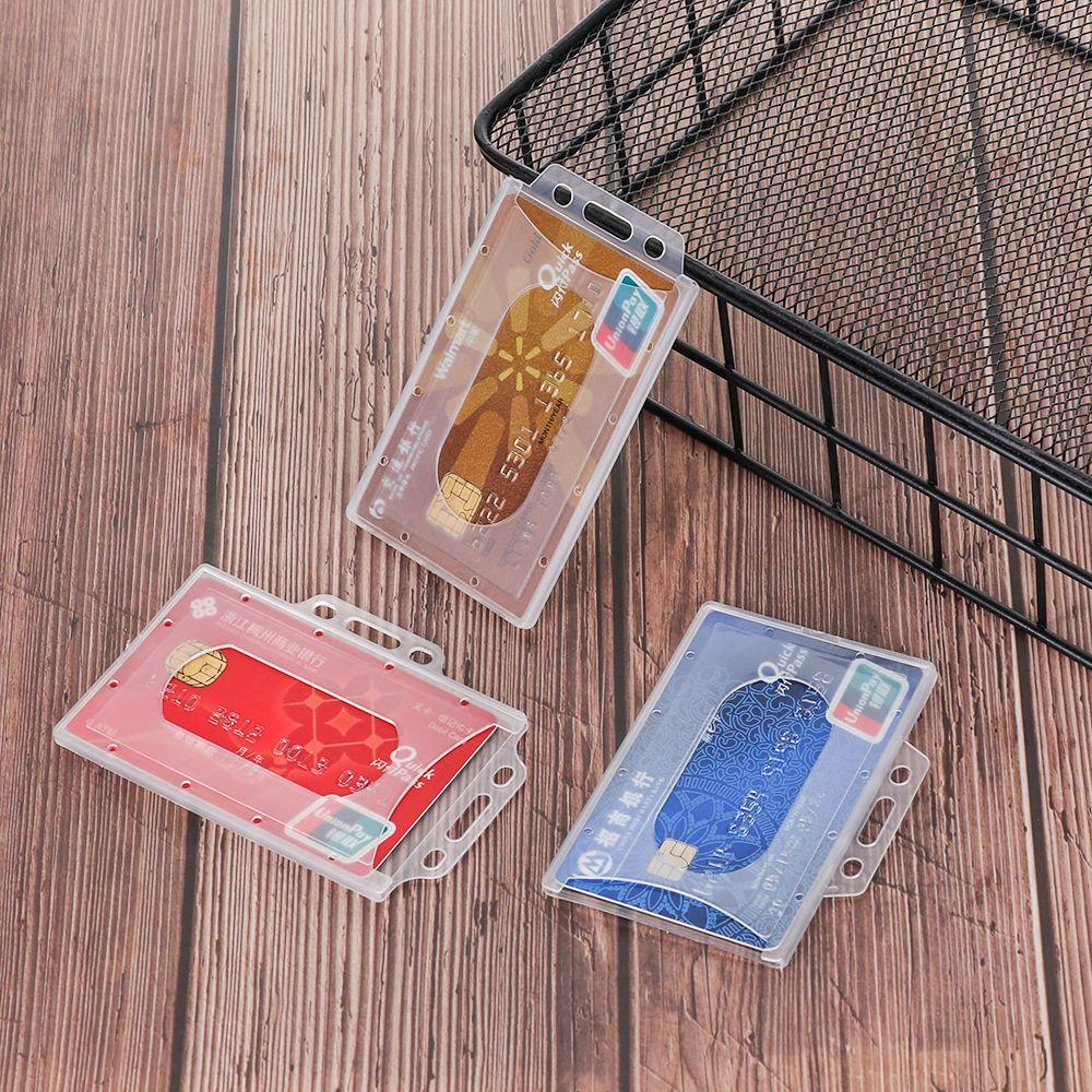 SUYO 1/3pcs Holder Kartu Kerja Plastik Keras Unisex Pelindung Cover Kantor Sekolah Multi Guna Badge Card Sleeve