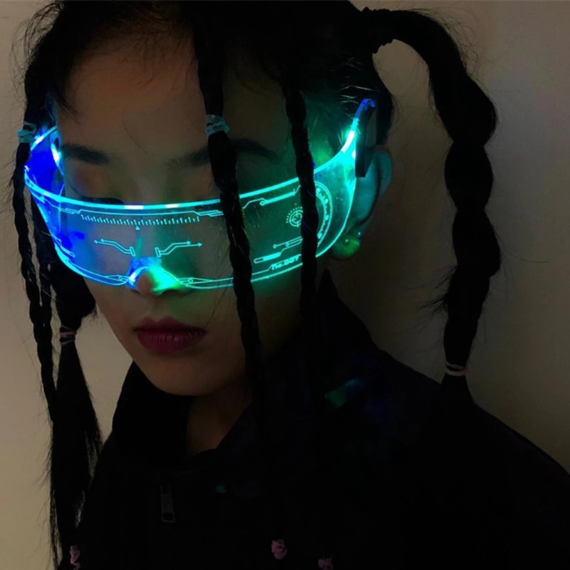 1 Pair Christmas Random Vintage Punk LED Plastic Party Luminous Eyeglasses /  KTV Bar Festival Supplies glowing cosplay Glasses